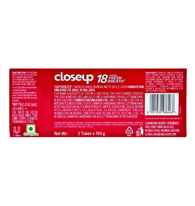 Closeup Toothpaste SuperFresh Red (150g X 2Set) 300g X Pack of 2Pcs - Image 2